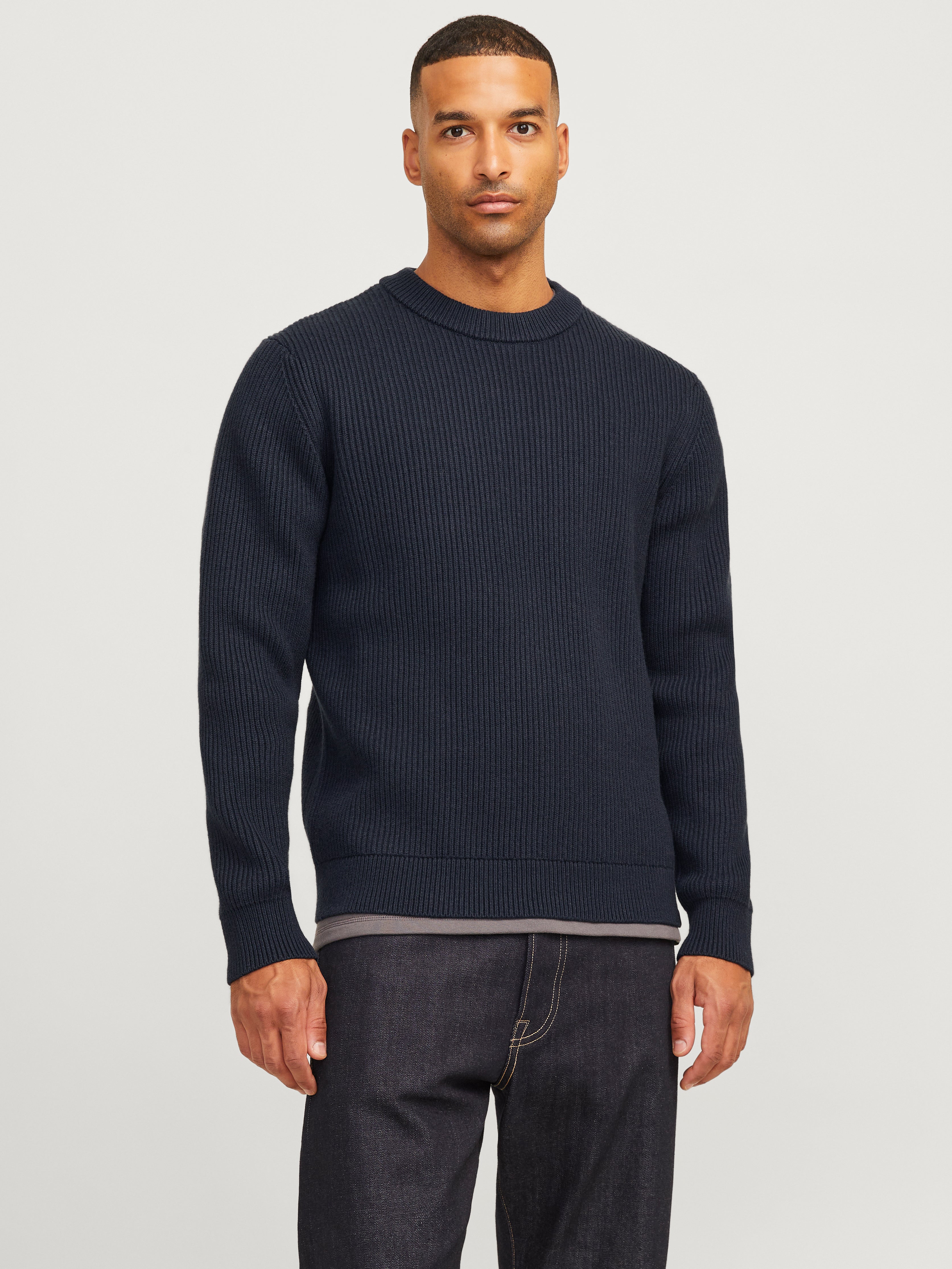 Einfarbig Strickpullover