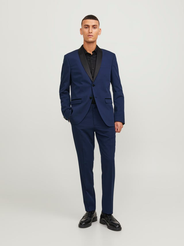 Pantalon de Costume Bleu foncé à Carreaux Pantalon de Costume Bleu foncé à Carreaux