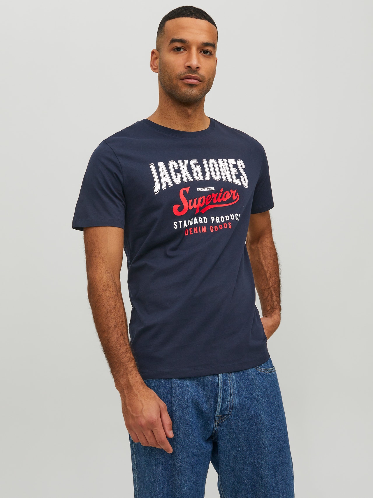 metriek steekpenningen stimuleren Logo Crew Neck T-shirt | Dark Blue | Jack & Jones®