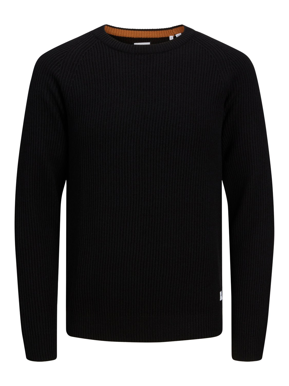 Ribbed crew neck Knitted Pullover with 