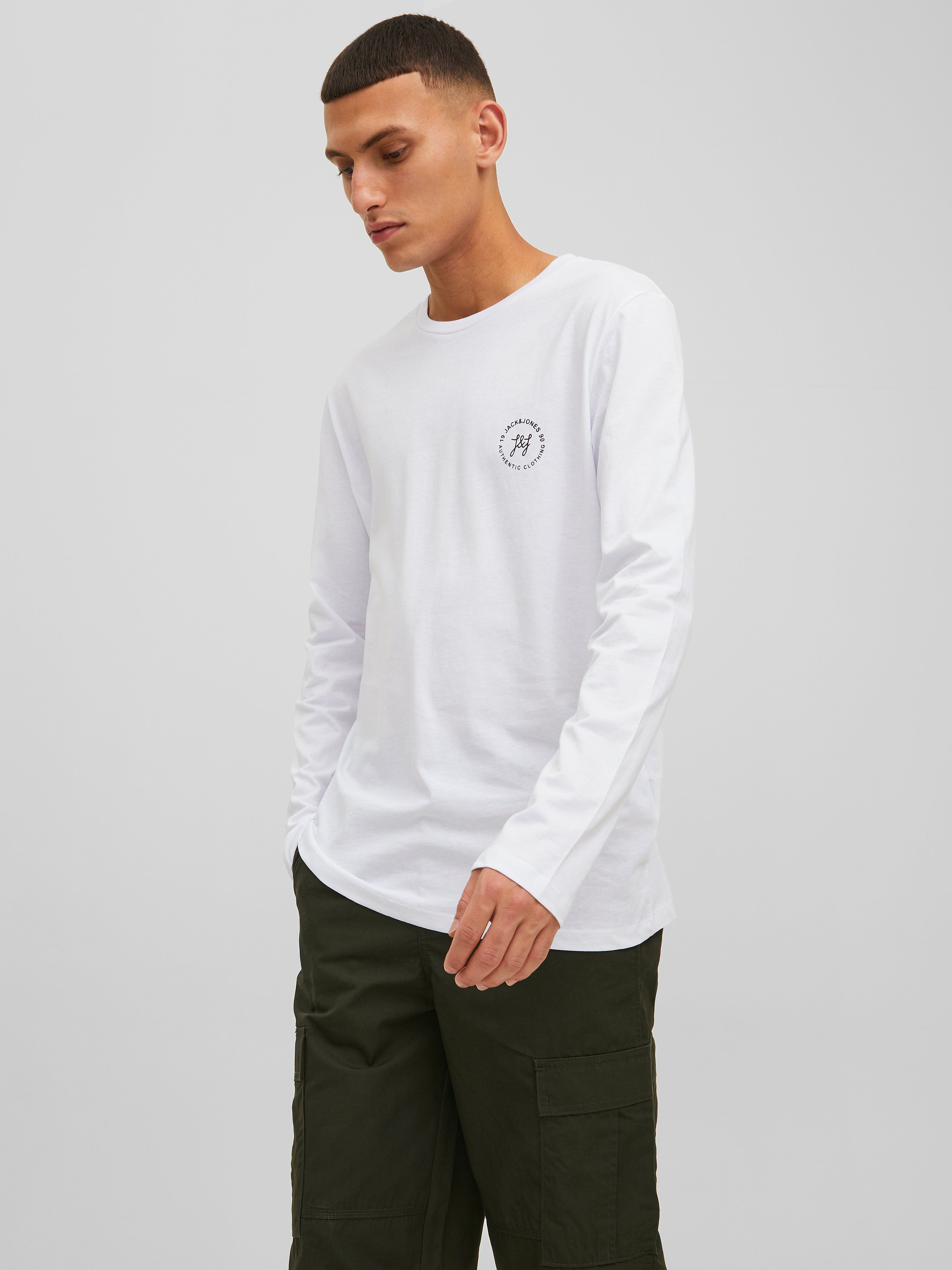 ZVX Men's Silk Cotton Long Sleeve T-Shirt - Heavyweight Basic Top For Spring & Autumn, Solid Color