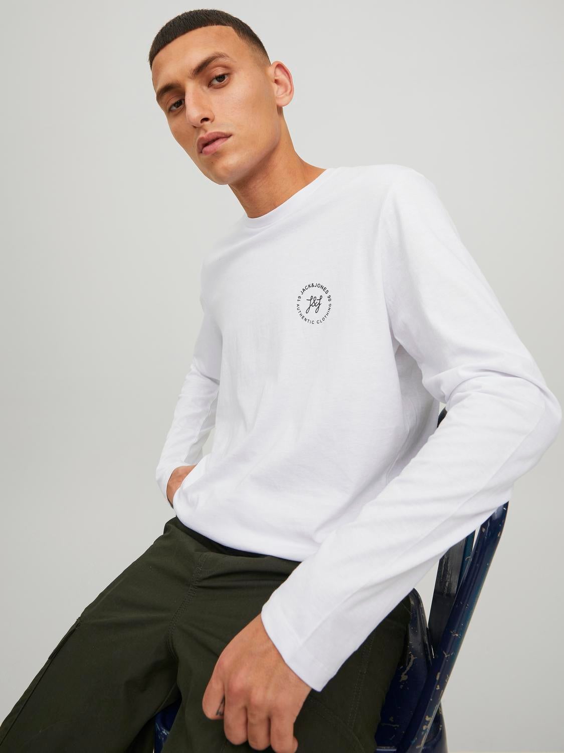 Jack and jones white t shirt full sleeves