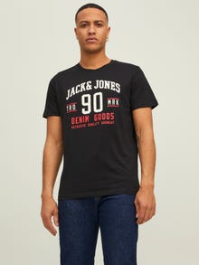 Jack & Jones 3-pakkainen Logo Pyöreä pääntie T-paita -Black - 12221269