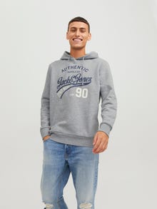 Jack & Jones 2-pak Logo Hættetrøje -Light Grey Melange - 12221273