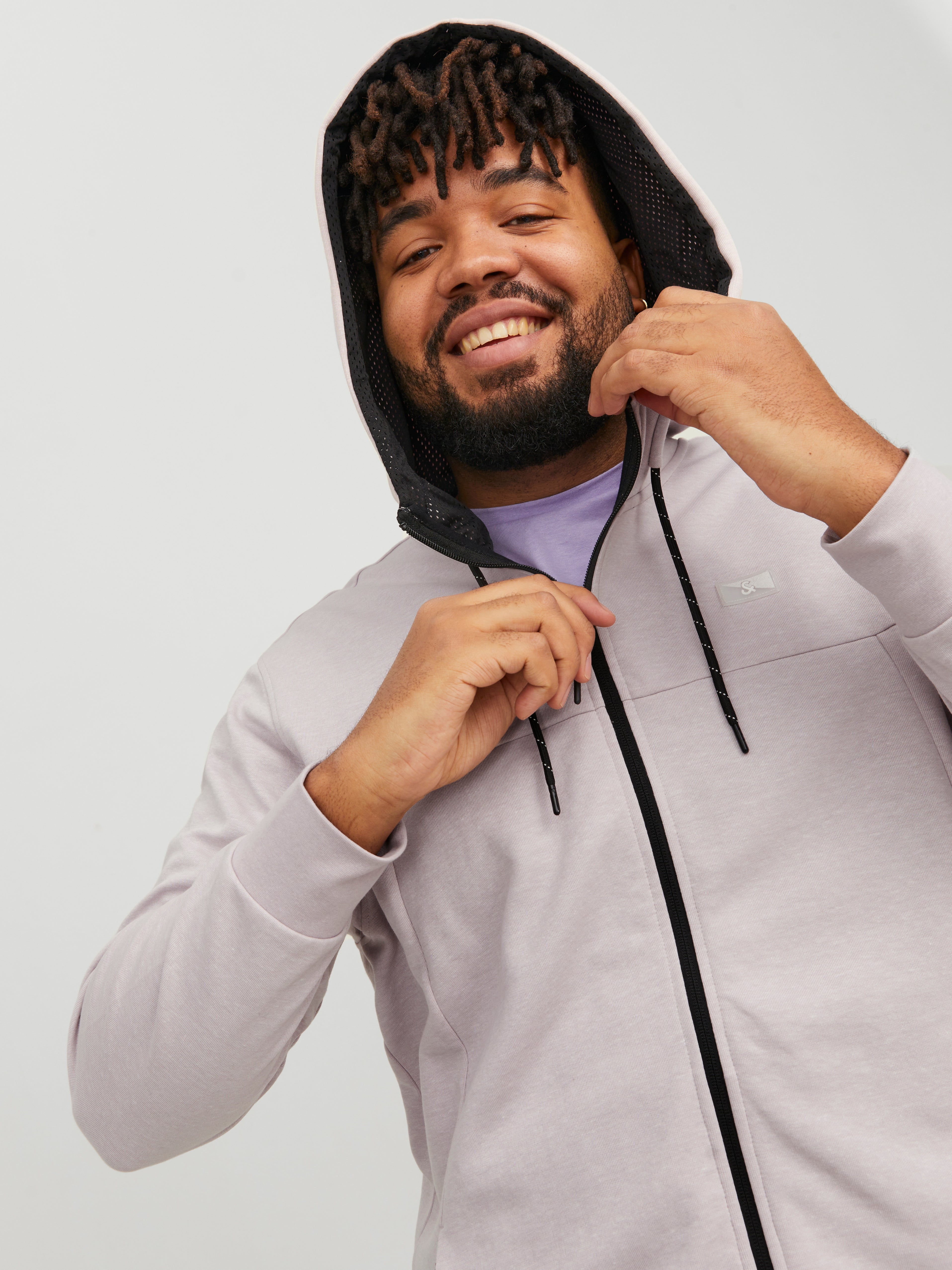 Jack & Jones Plus Size Plain Zip Hoodie - 12222463