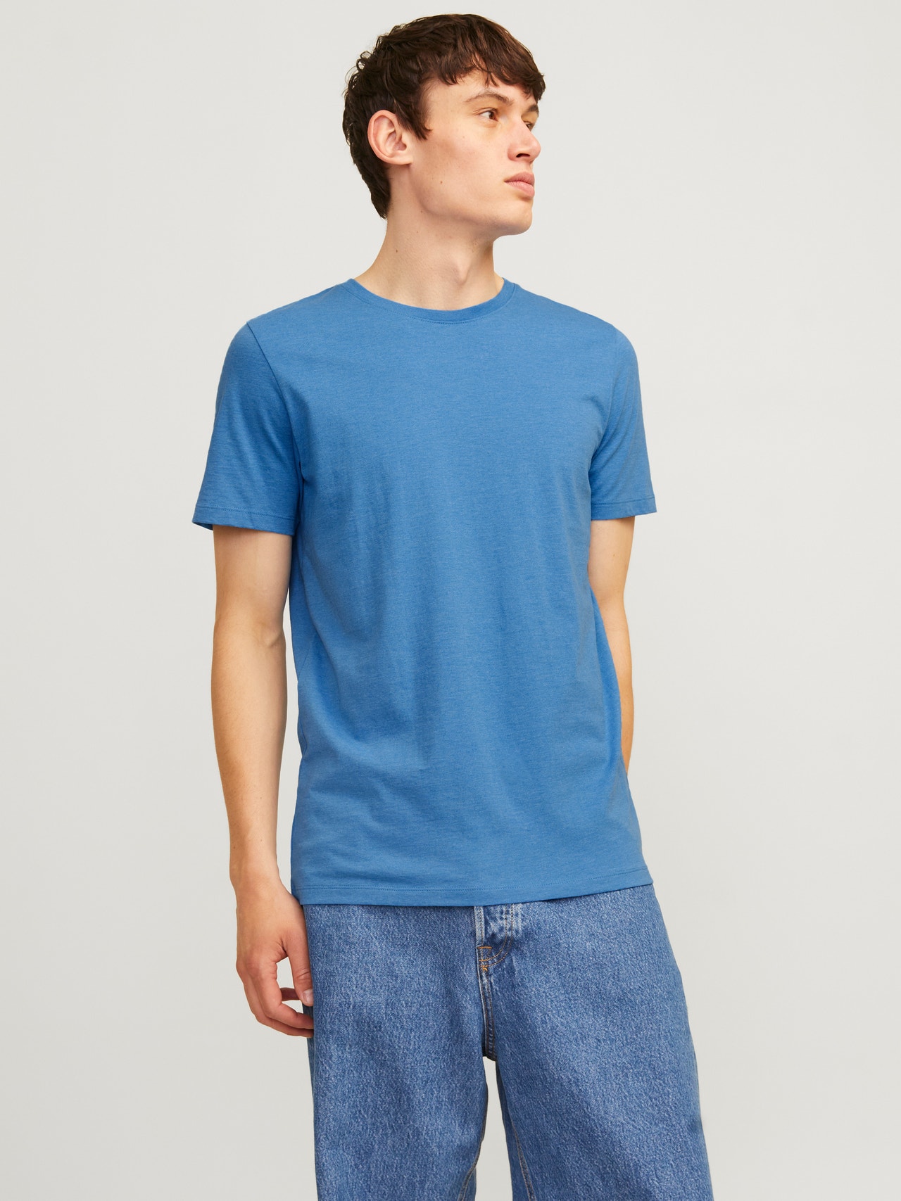 Jack & Jones Einfarbig Rundhals T-shirt -French Blue - 12222887