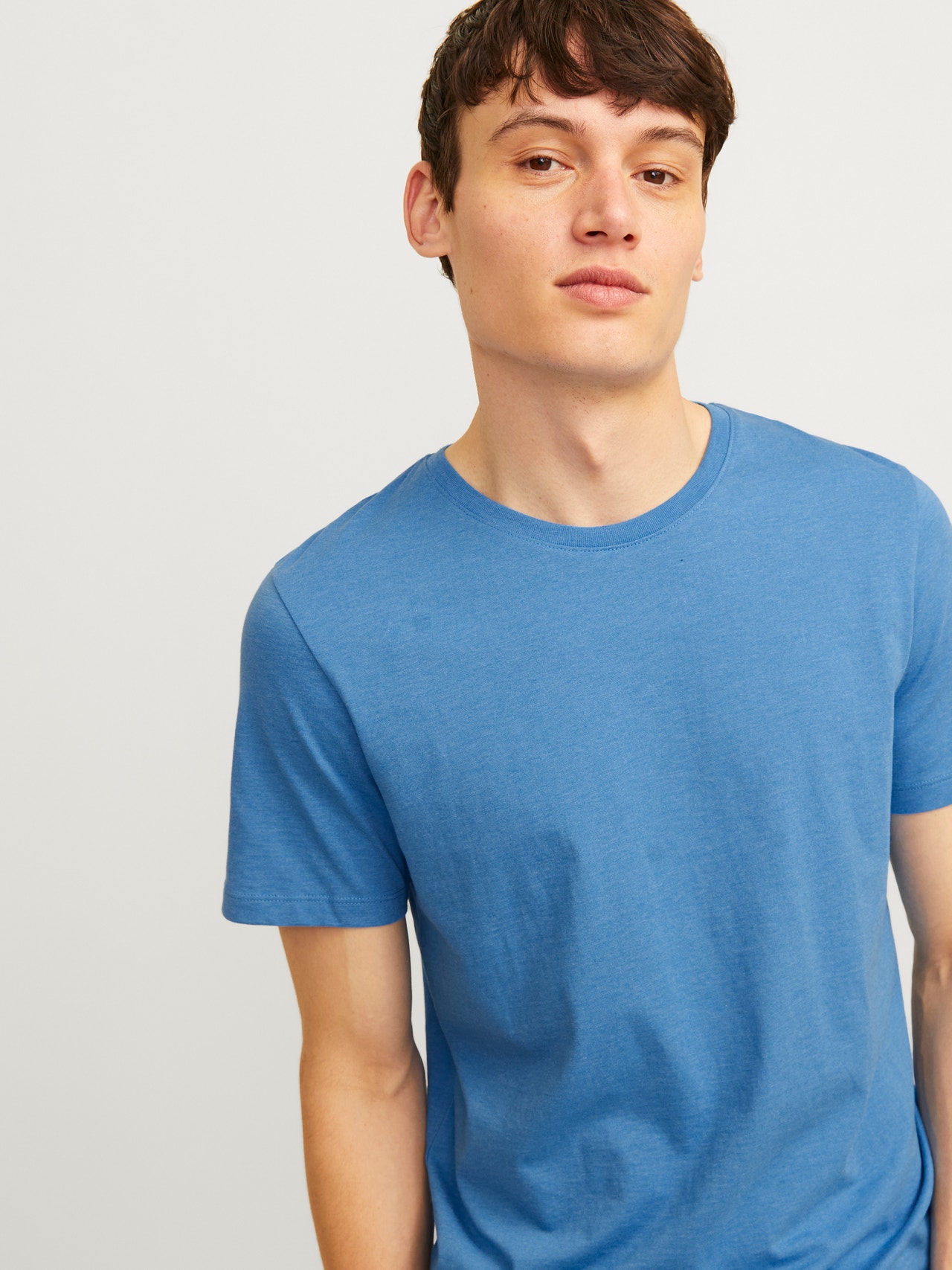 Jack & Jones Ensfarvet Rundhals T-shirt -French Blue - 12222887