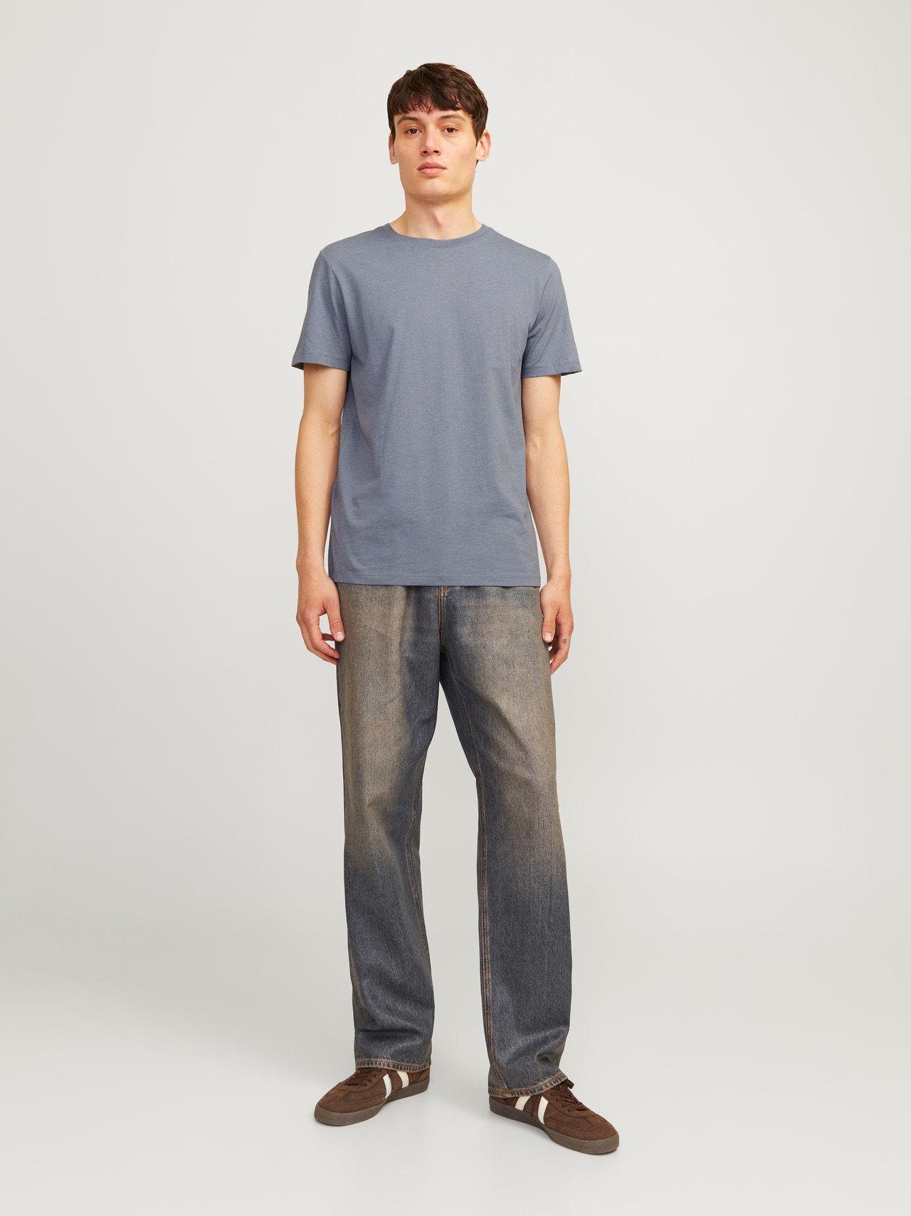 Jack & Jones Plain Round Neck T-shirt -Flint Stone - 12222887