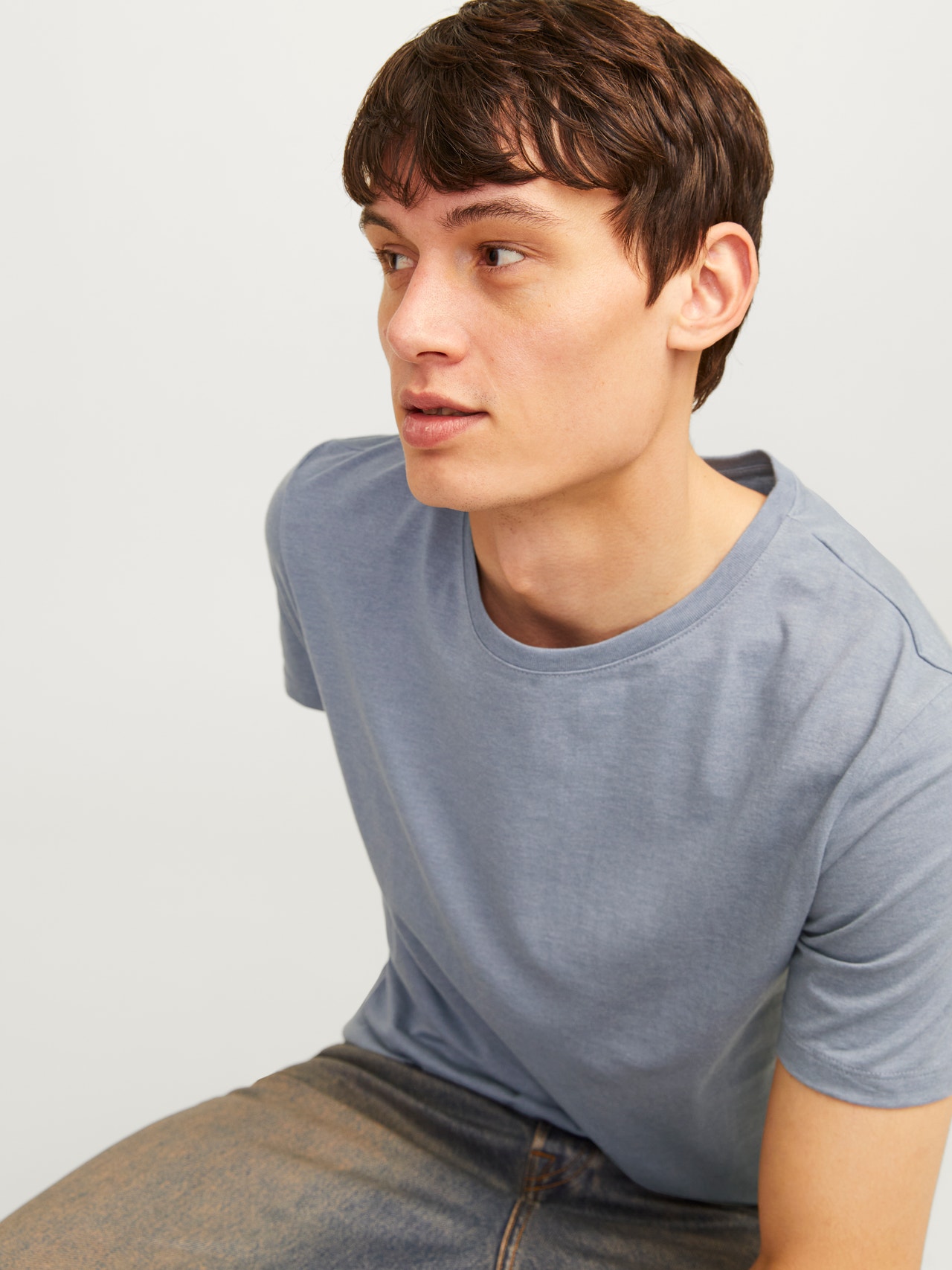 Jack & Jones Plain Round Neck T-shirt -Flint Stone - 12222887