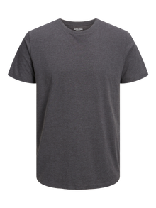 Jack & Jones Plain Round Neck T-shirt -Dark Grey Melange - 12222887