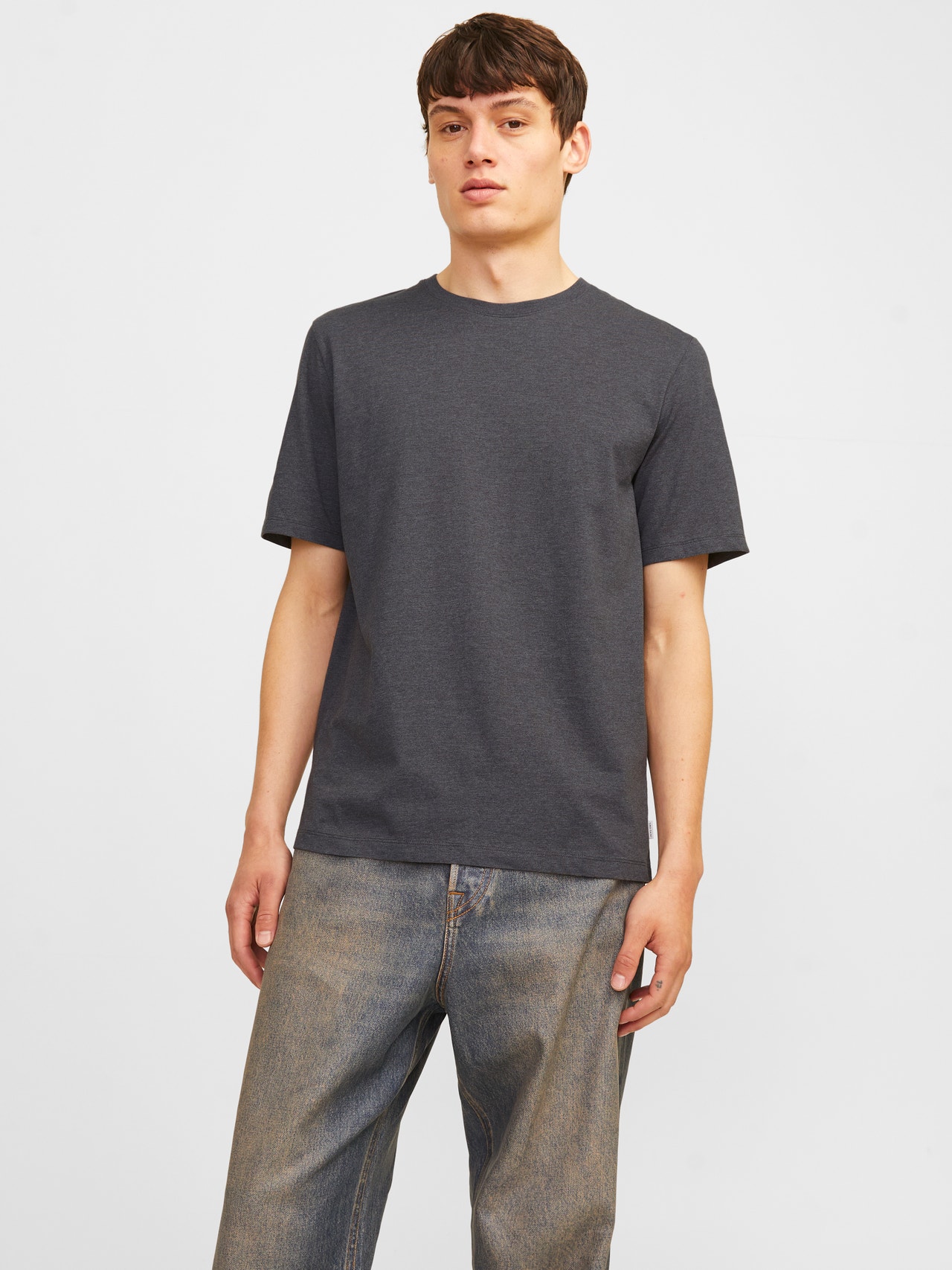 Jack & Jones Hagyományos Kerek nyak Póló -Dark Grey Melange - 12222887