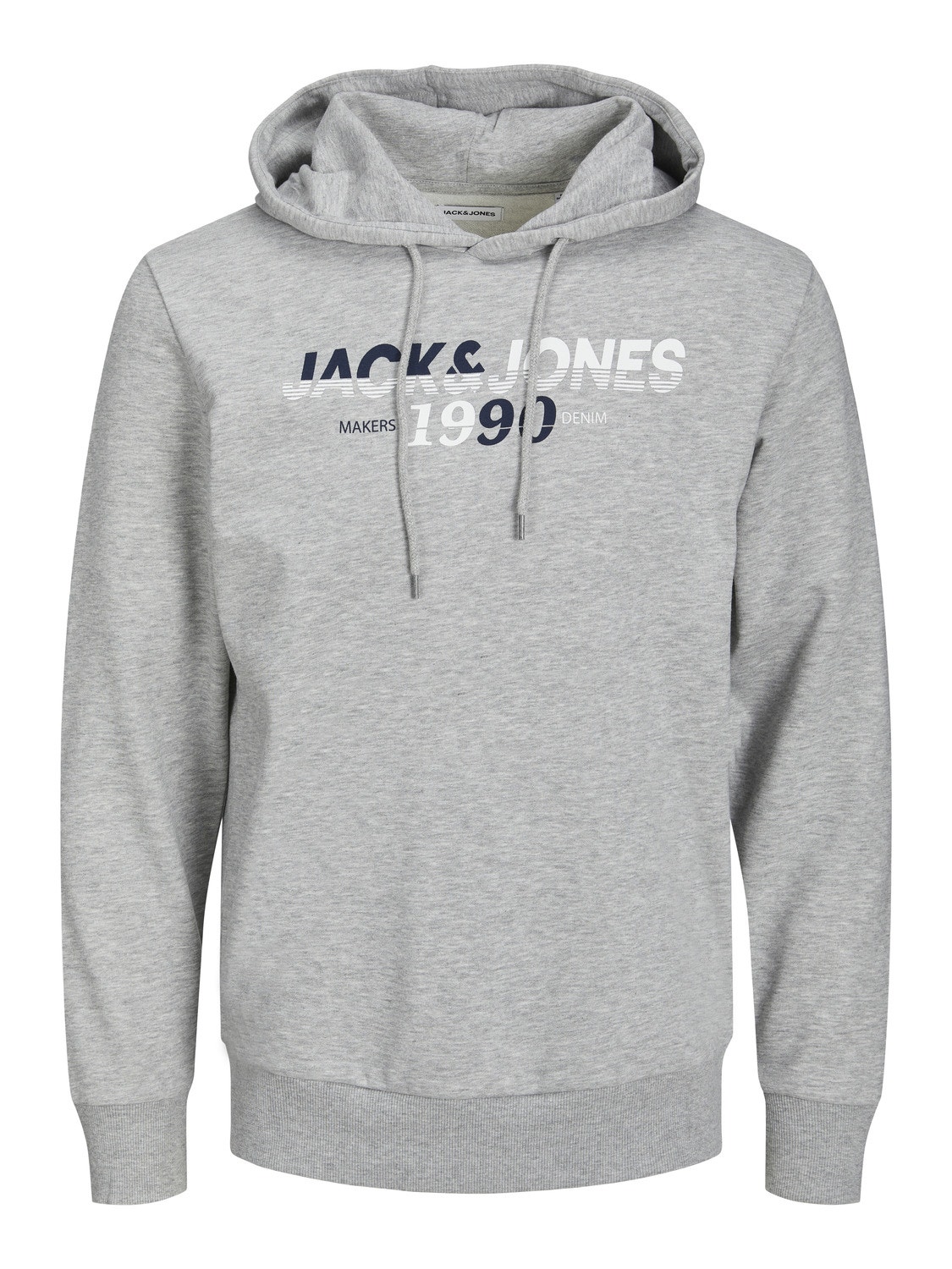 Jack & Jones Logo Hoodie -Light Grey Melange - 12222892