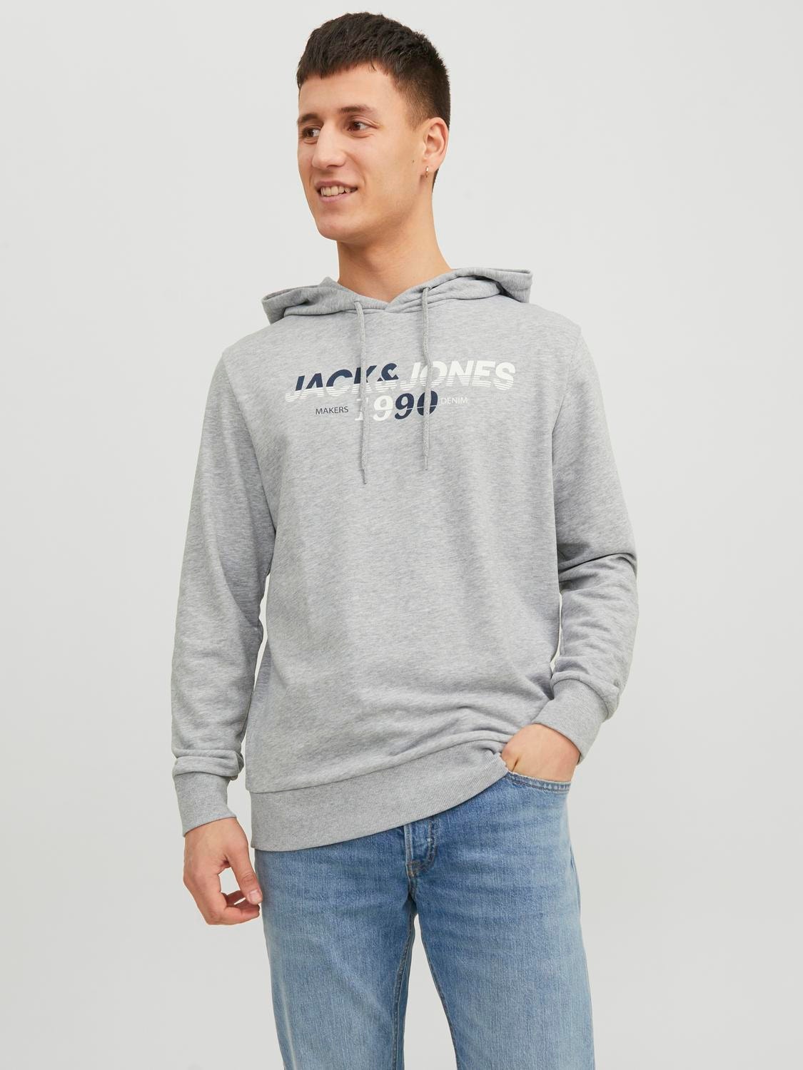 Jack & Jones Φούτερ με κουκούλα -Light Grey Melange - 12222892