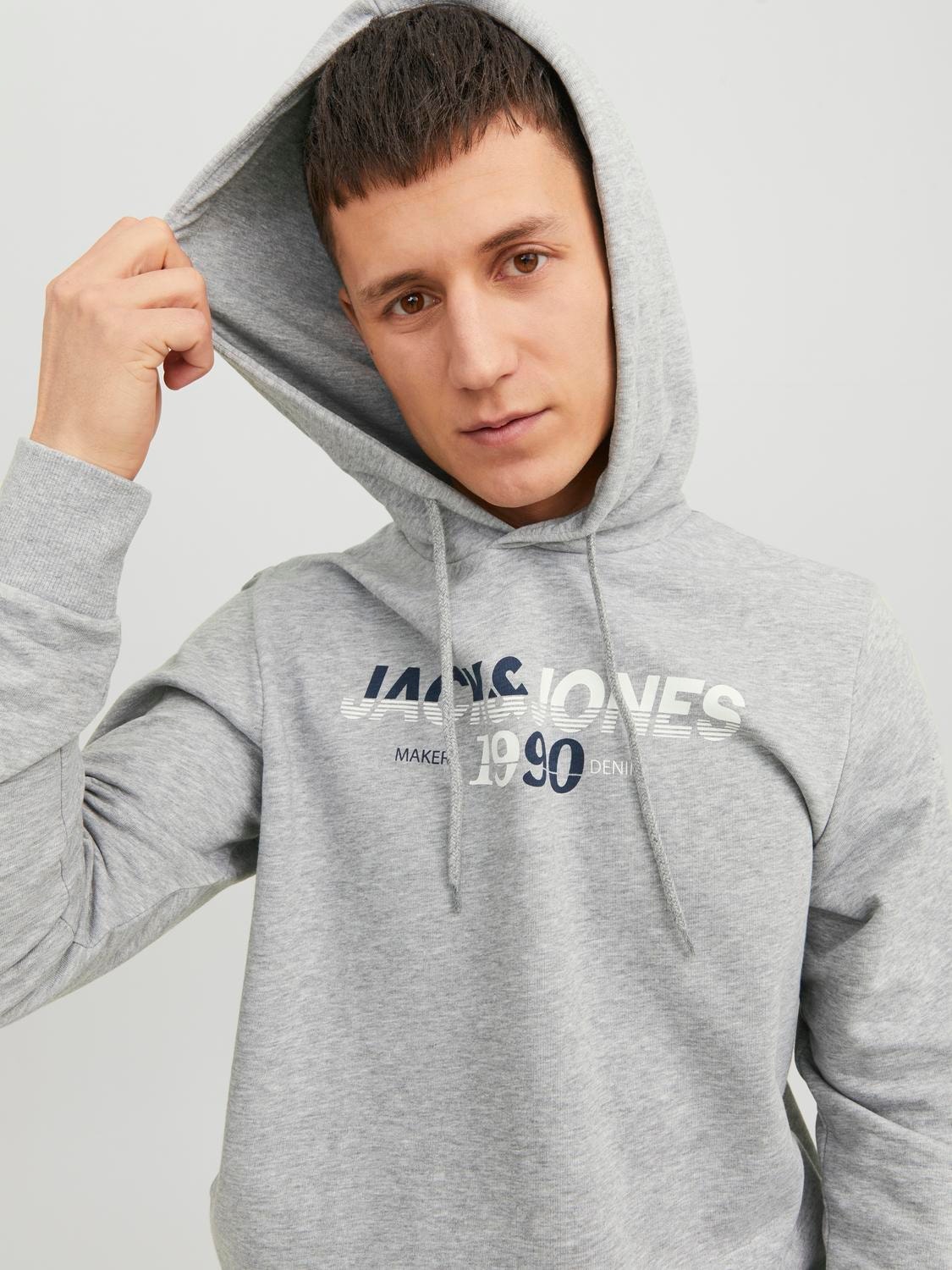 Jack & Jones Felpa con cappuccio Con logo -Light Grey Melange - 12222892