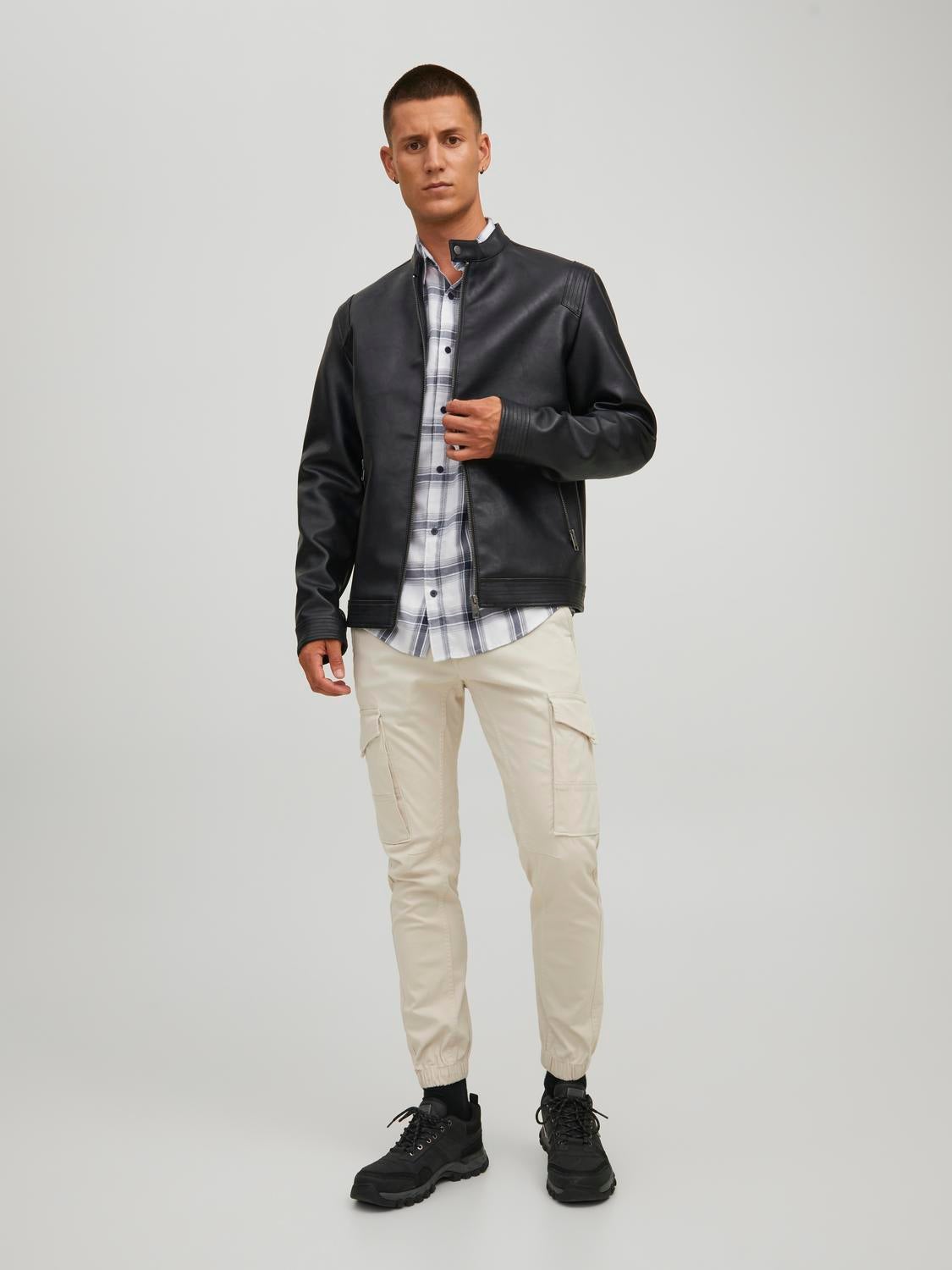 Veste simili cuir style biker Homme JACK & JONES à prix dégriffé !