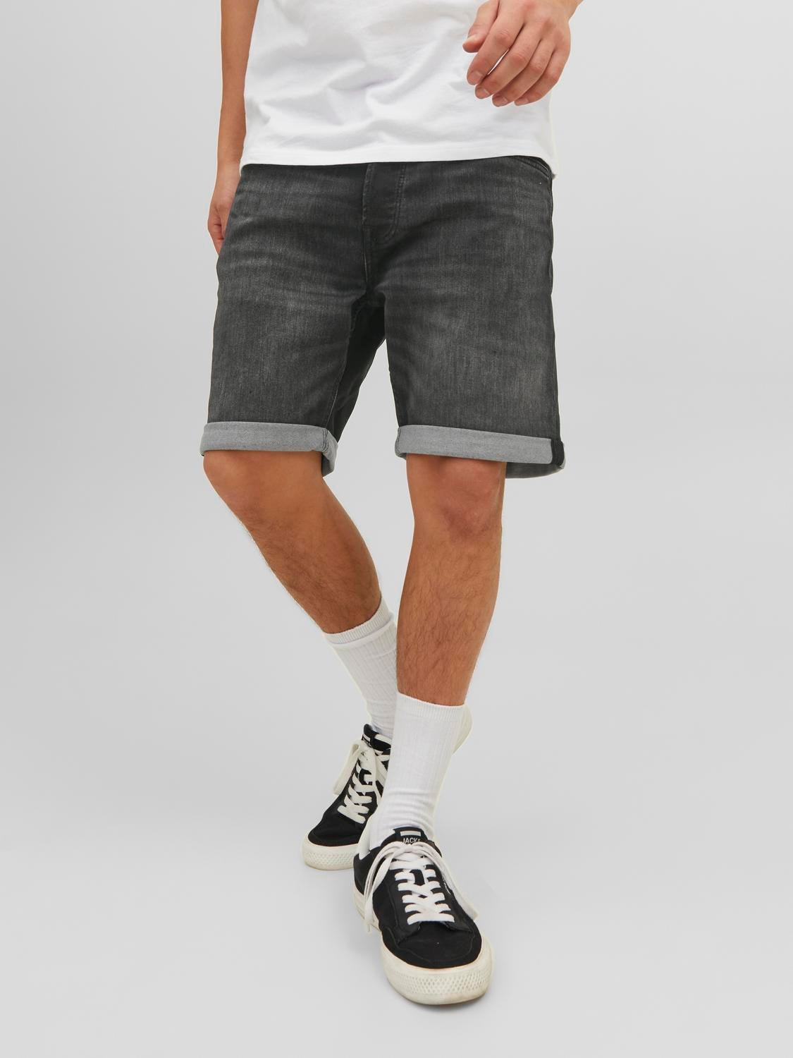 JACK & JONES Calções de ganga para homem, Preto e vinho: : Moda