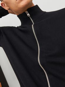 Jack & Jones Enfärgat Stickad tröja med dragkedja -Black - 12223949