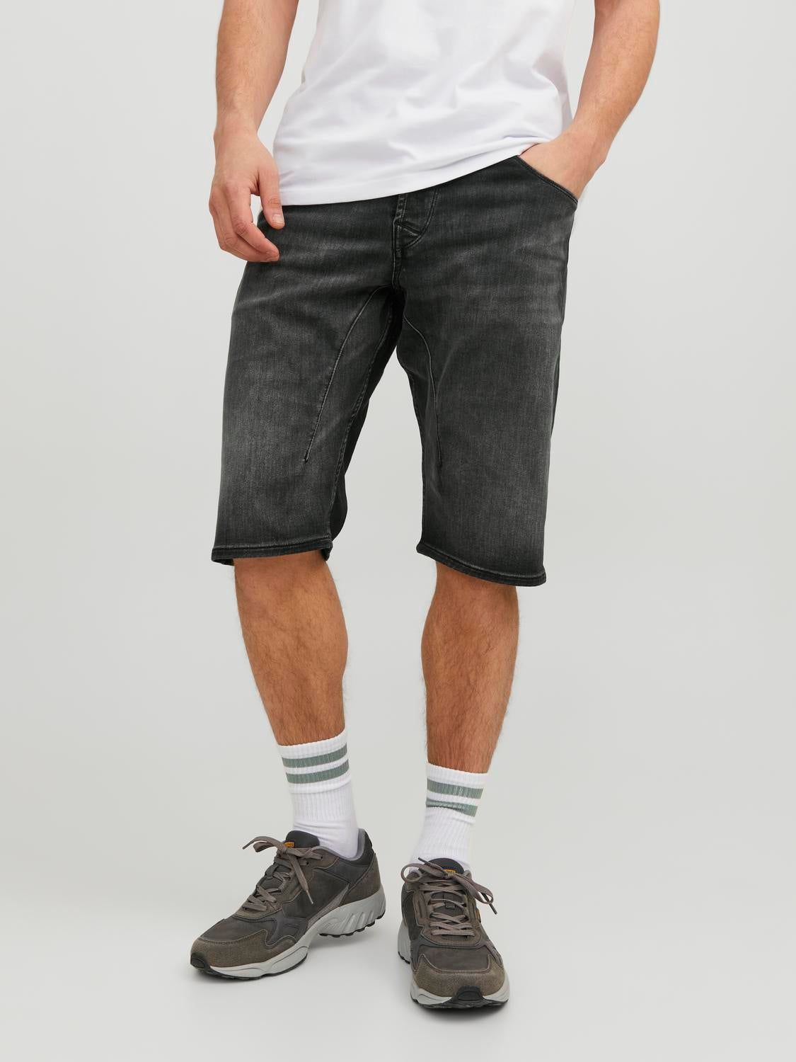 Jack & Jones Intelligence loose fit denim shorts with rips in light blue |  ASOS