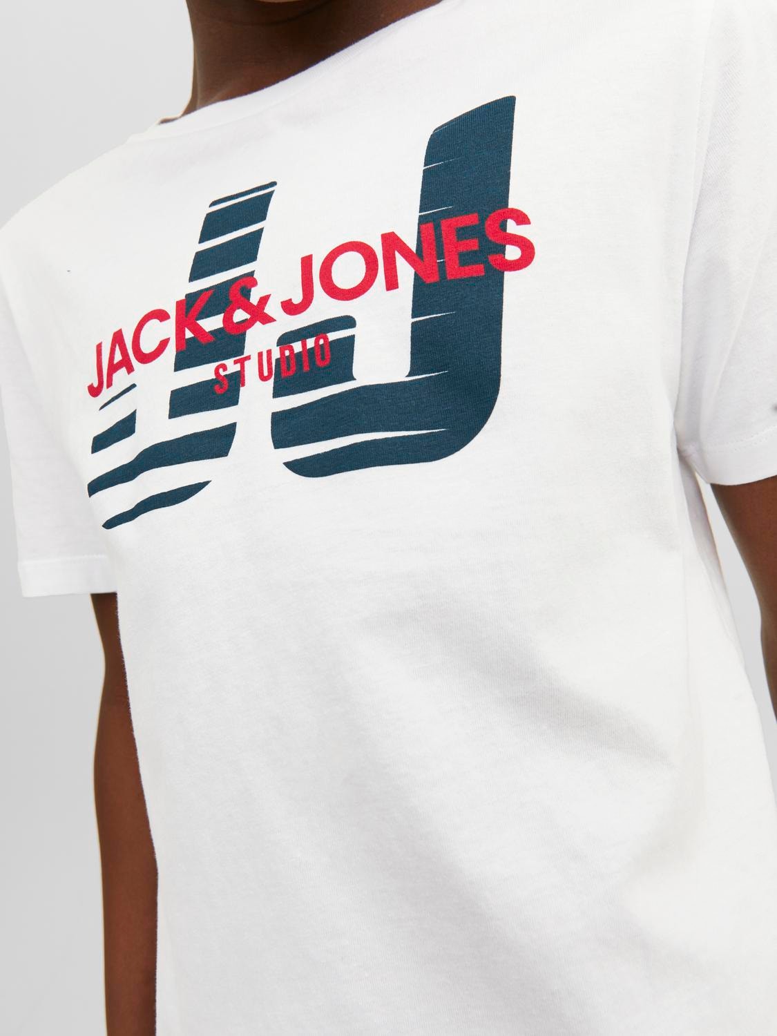 Jack & Jones Poikien Logo T-paita -White - 12224219