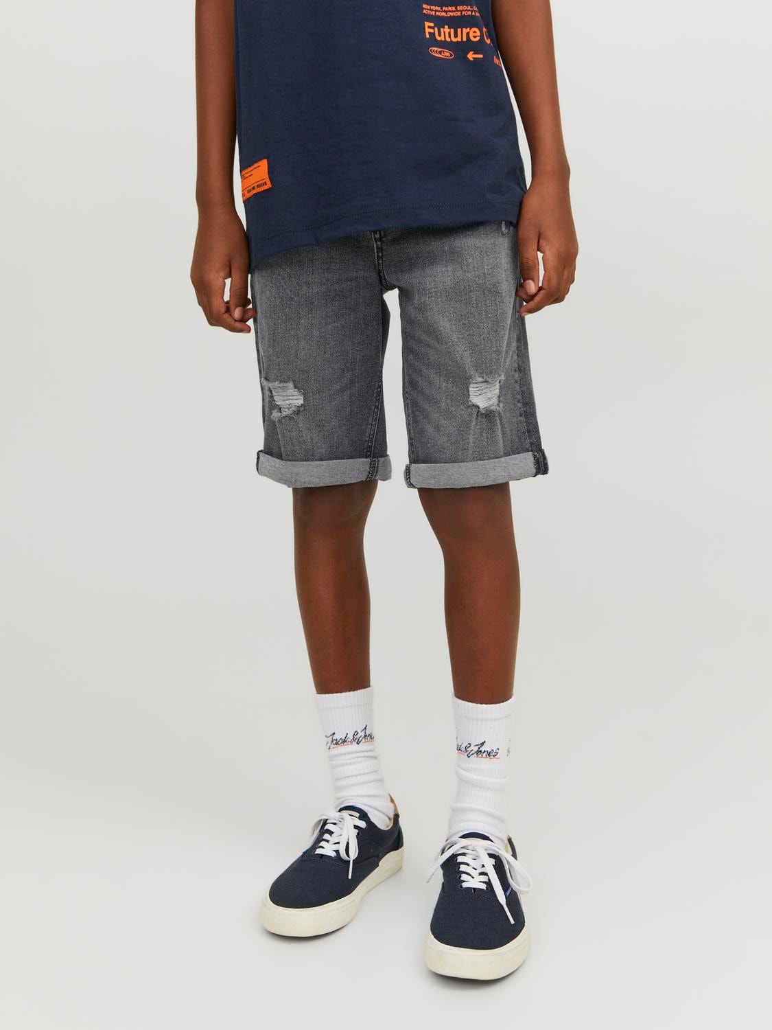 Jack & Jones Regular Fit Džínové kraťasy Junior -Black Denim - 12225189