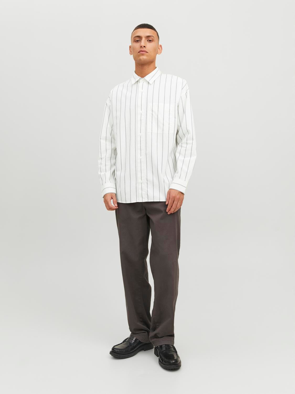 Jack & Jones Camisa de riscas Oversize Fit -Tofu - 12226130