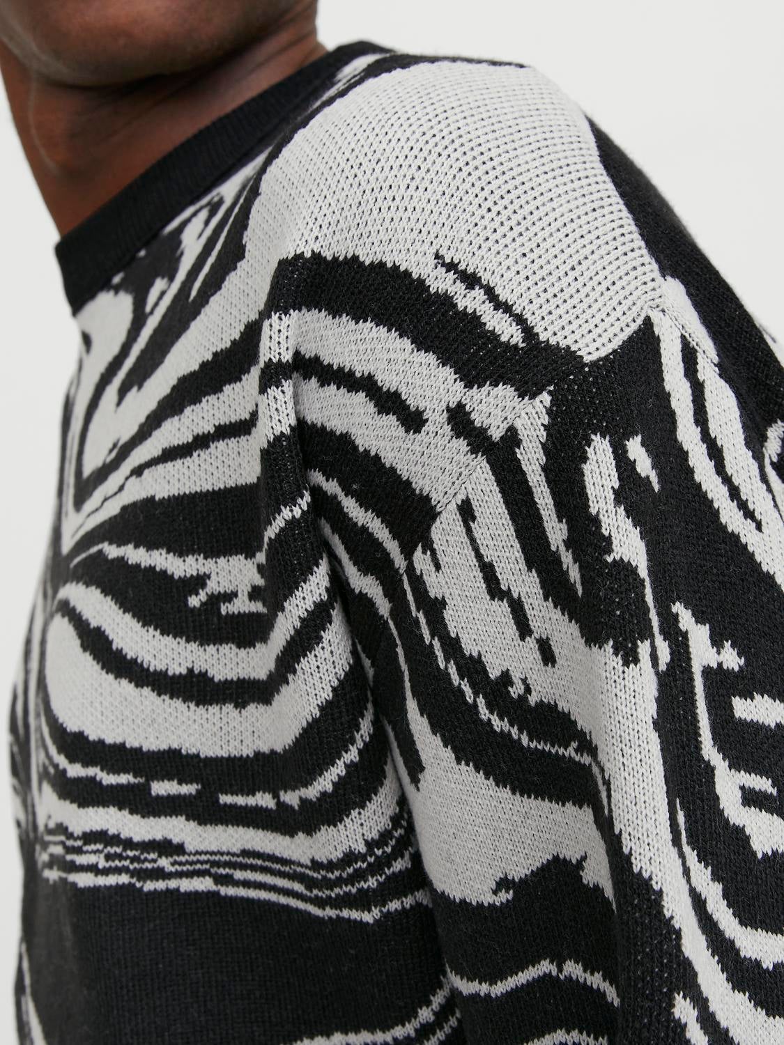 All Over Print Strickpullover mit Rundhals | Schwarz | Jack & Jones®