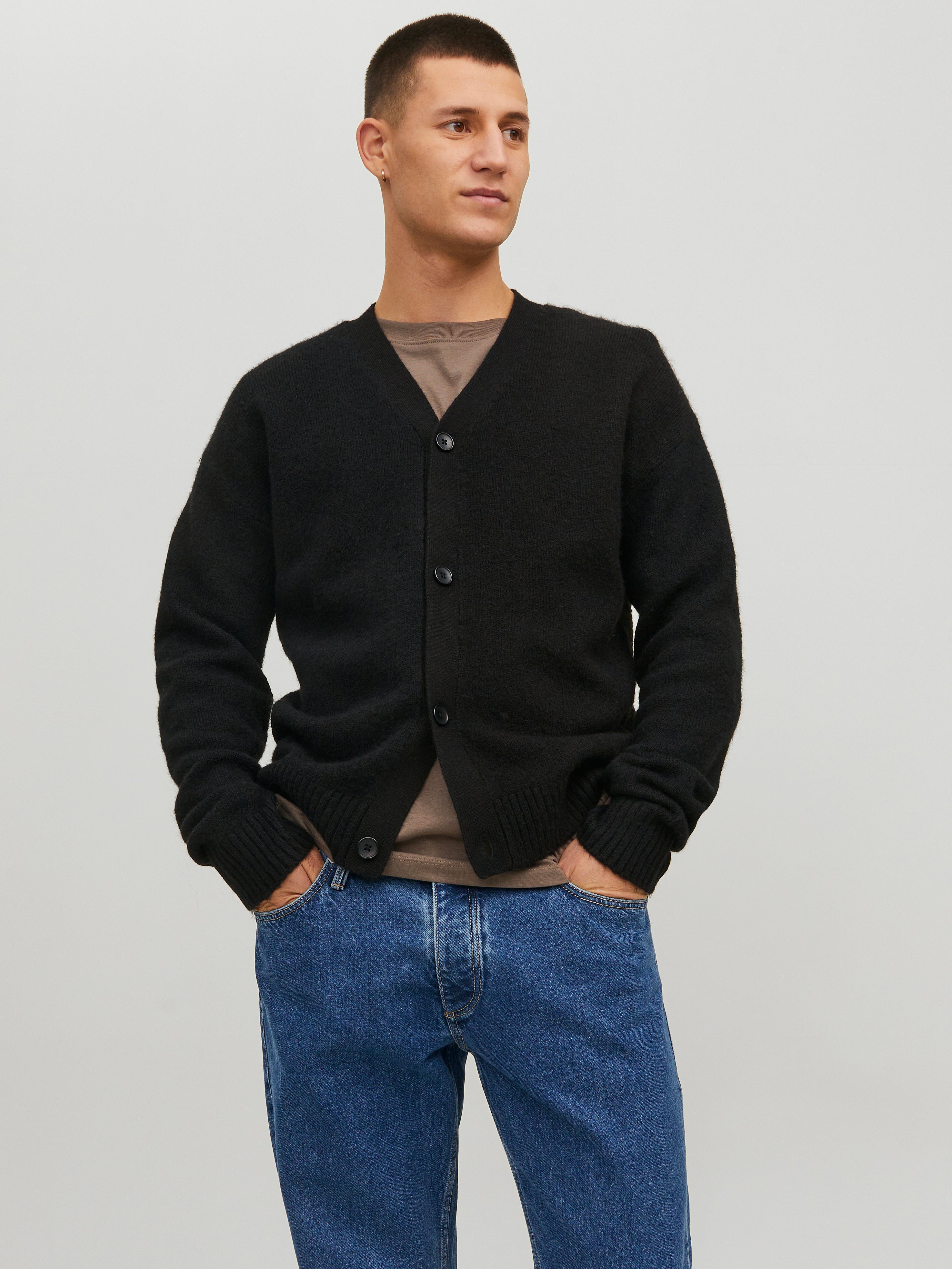 Einfarbig Strickjacke