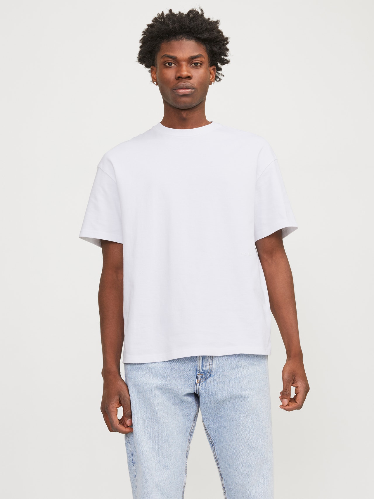 Jack & Jones T-shirt Liso Decote Redondo -Bright White - 12227086