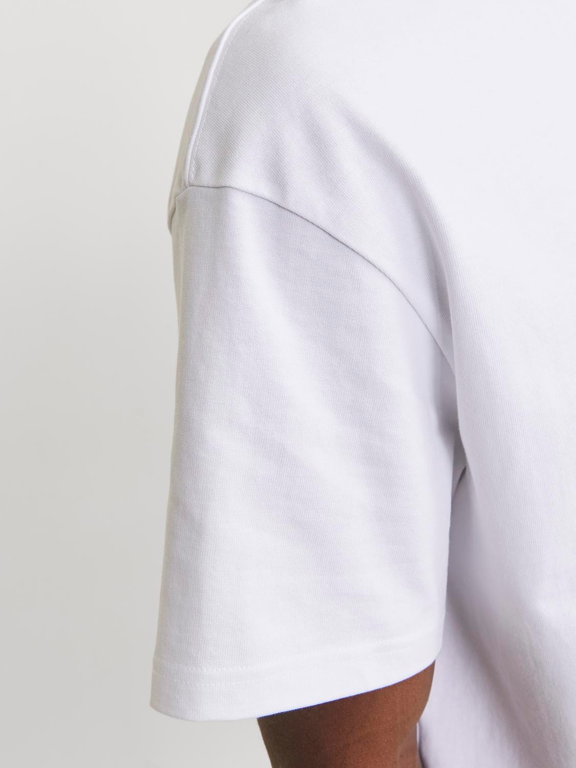 Jack & Jones Yksivärinen Pyöreä pääntie T-paita -Bright White - 12227086