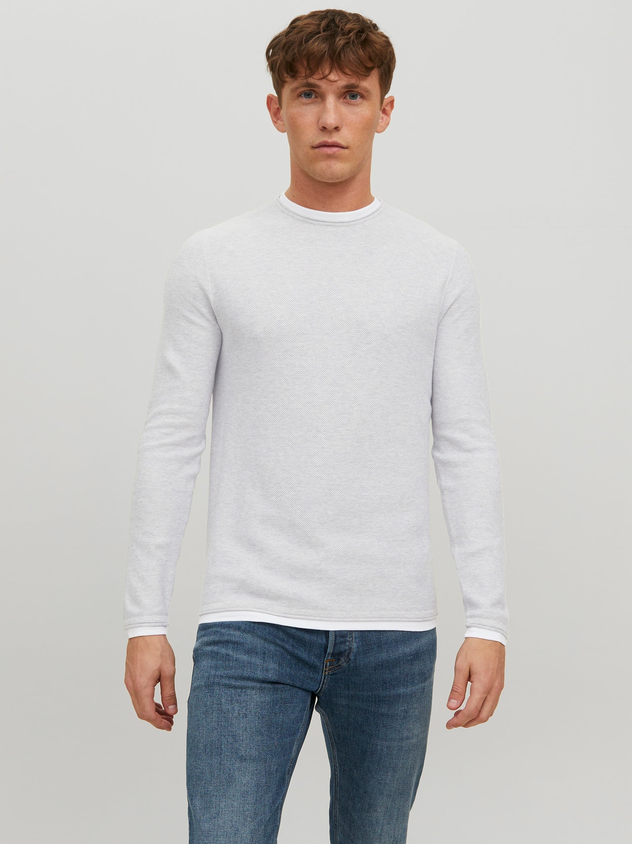 Jack & Jones Bez vzoru Svetr s okrouhlým výstřihem -Light Grey Melange - 12227443