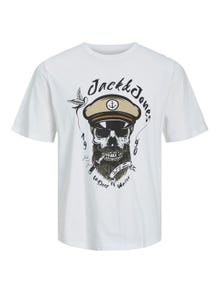 Jack & Jones Printed Crew neck T-shirt -Bright White - 12227779