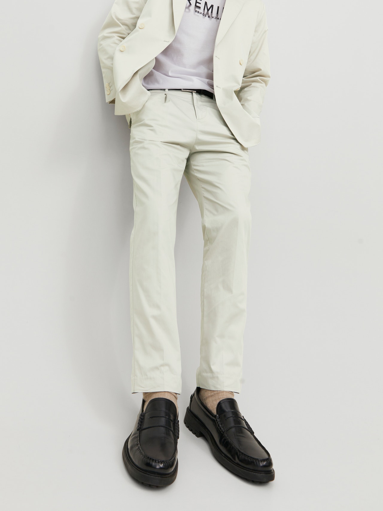 Jack & Jones JPRHANK Relaxed Fit Eleganckie spodnie -Tofu - 12228621