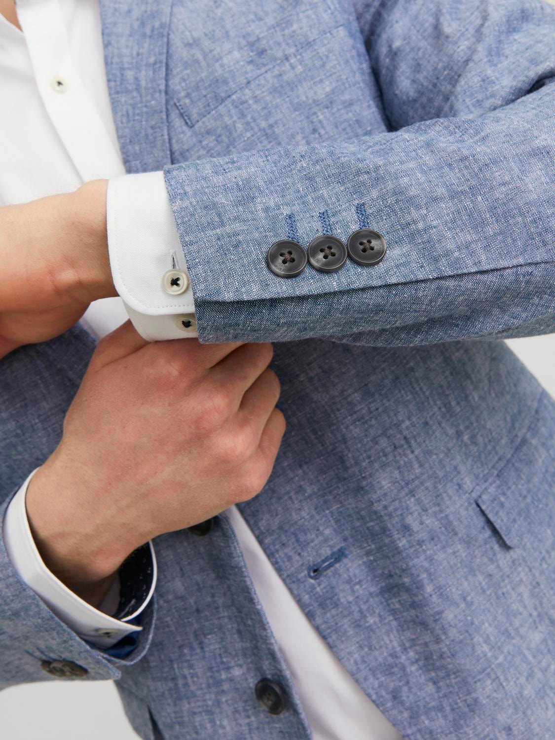 Blue Fitted Button Detail Blazer