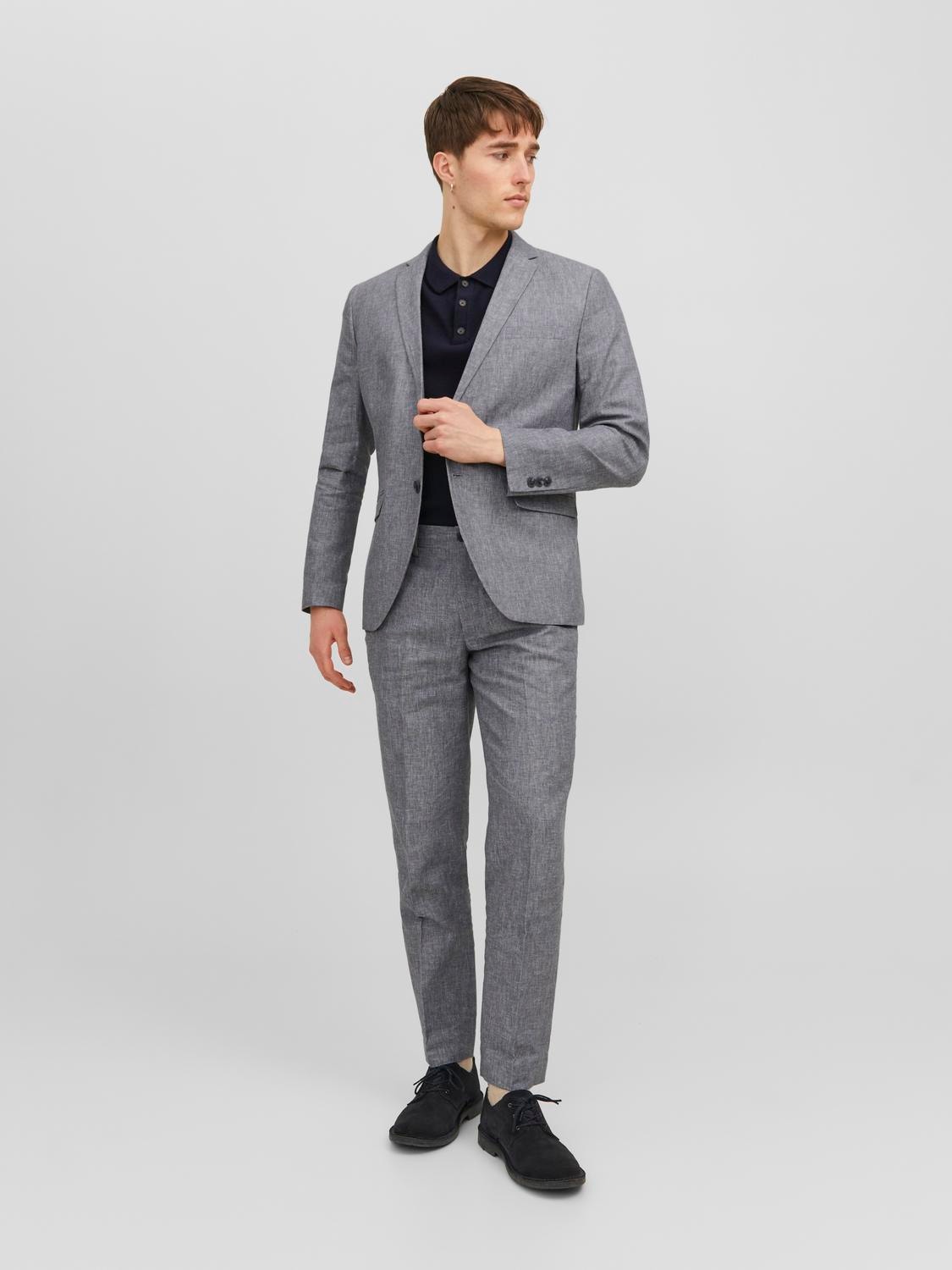 Buy Men Grey Textured Ultra Slim Fit Formal Blazer Online - 737815