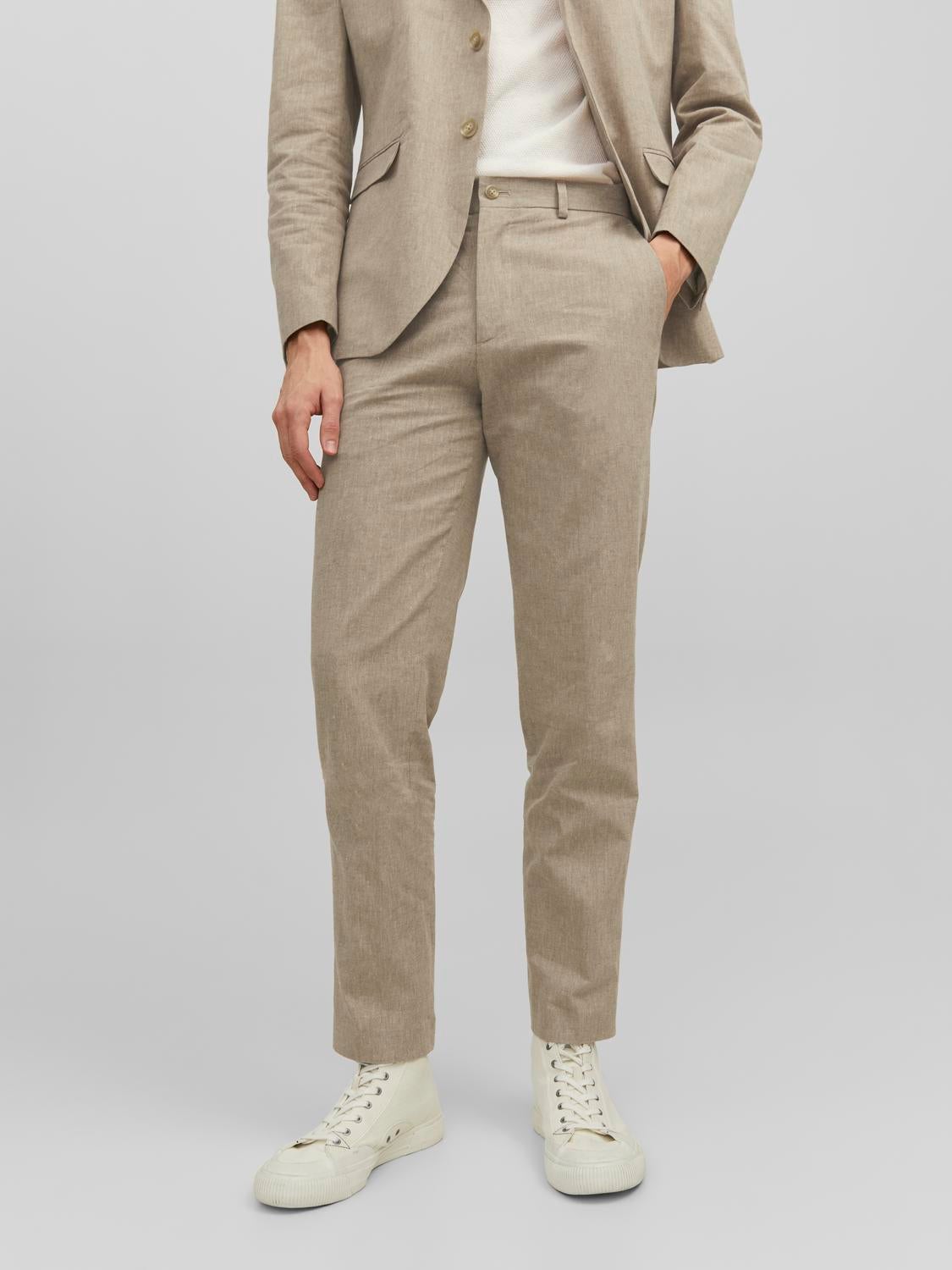 Buy Jainish Beige Cotton Tapered Fit Flat Front Trousers for Mens Online @  Tata CLiQ