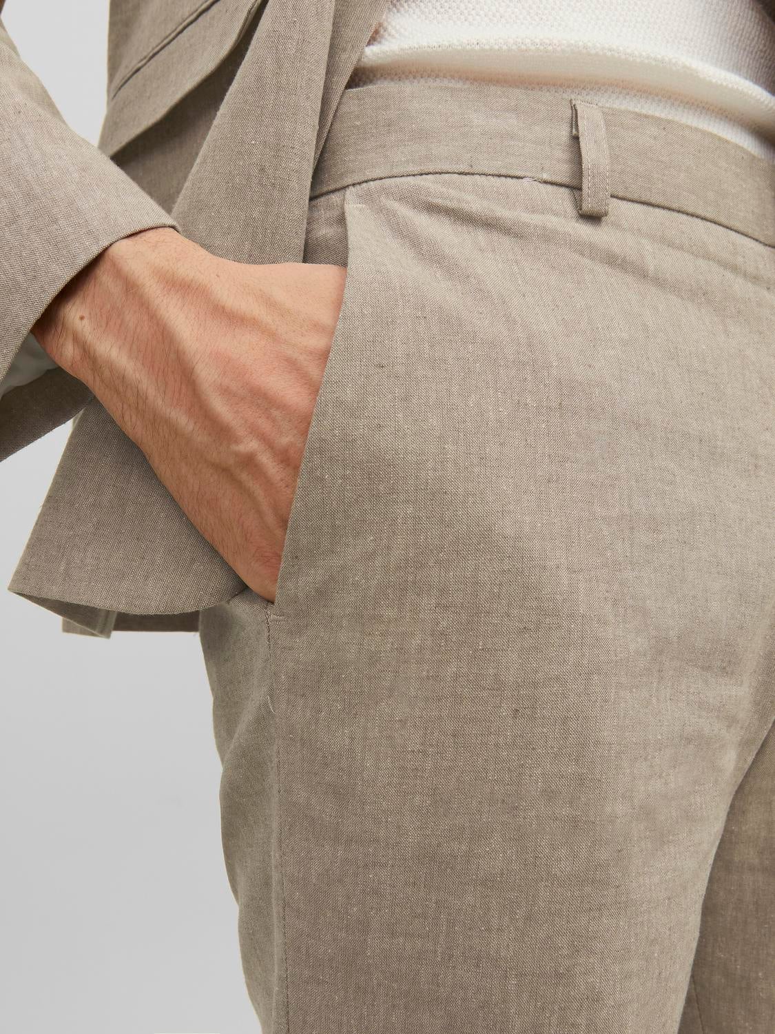 JPRRIVIERA Slim Fit Tailored Trousers | Beige | Jack & Jones®