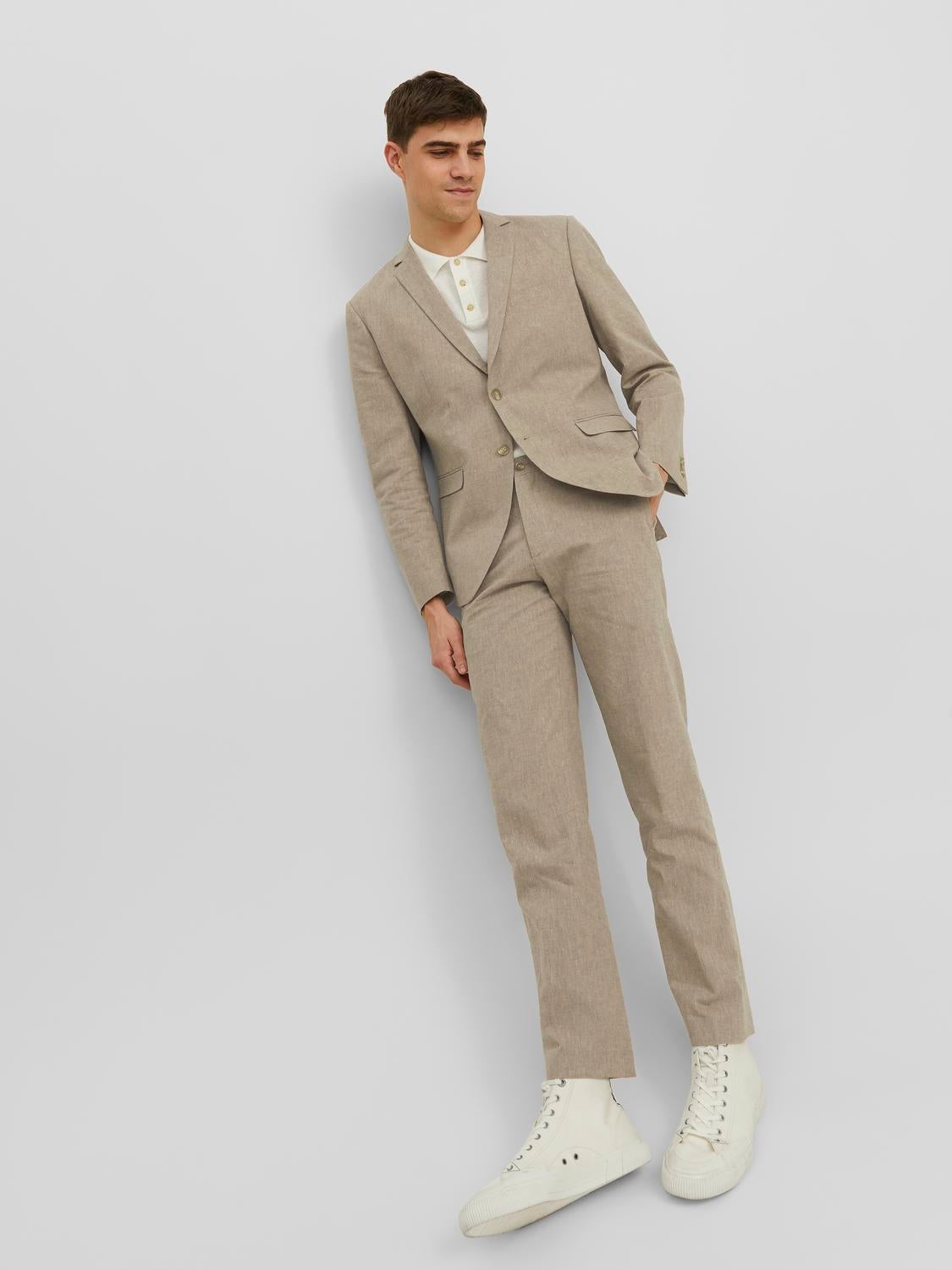 JPRTWEED Slim Fit Tailored Trousers | Medium Grey | Jack & Jones®
