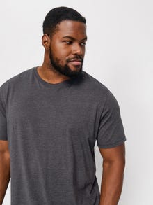 Jack & Jones Plus Size Ensfarvet T-shirt -Dark Grey Melange - 12229640