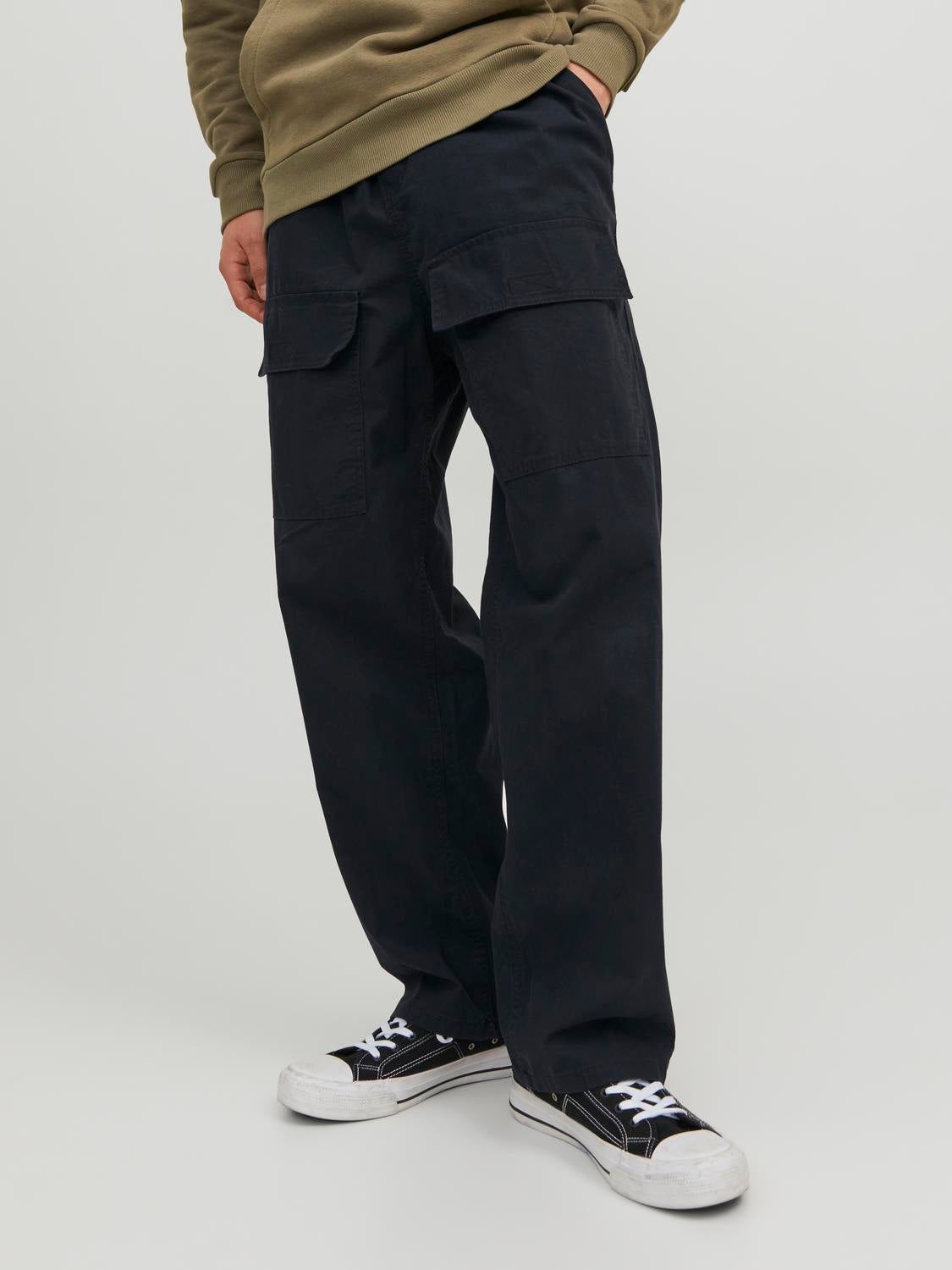 Men's Tall Fixed Relaxed Fit Twill Cargo Trousers | Boohoo UK