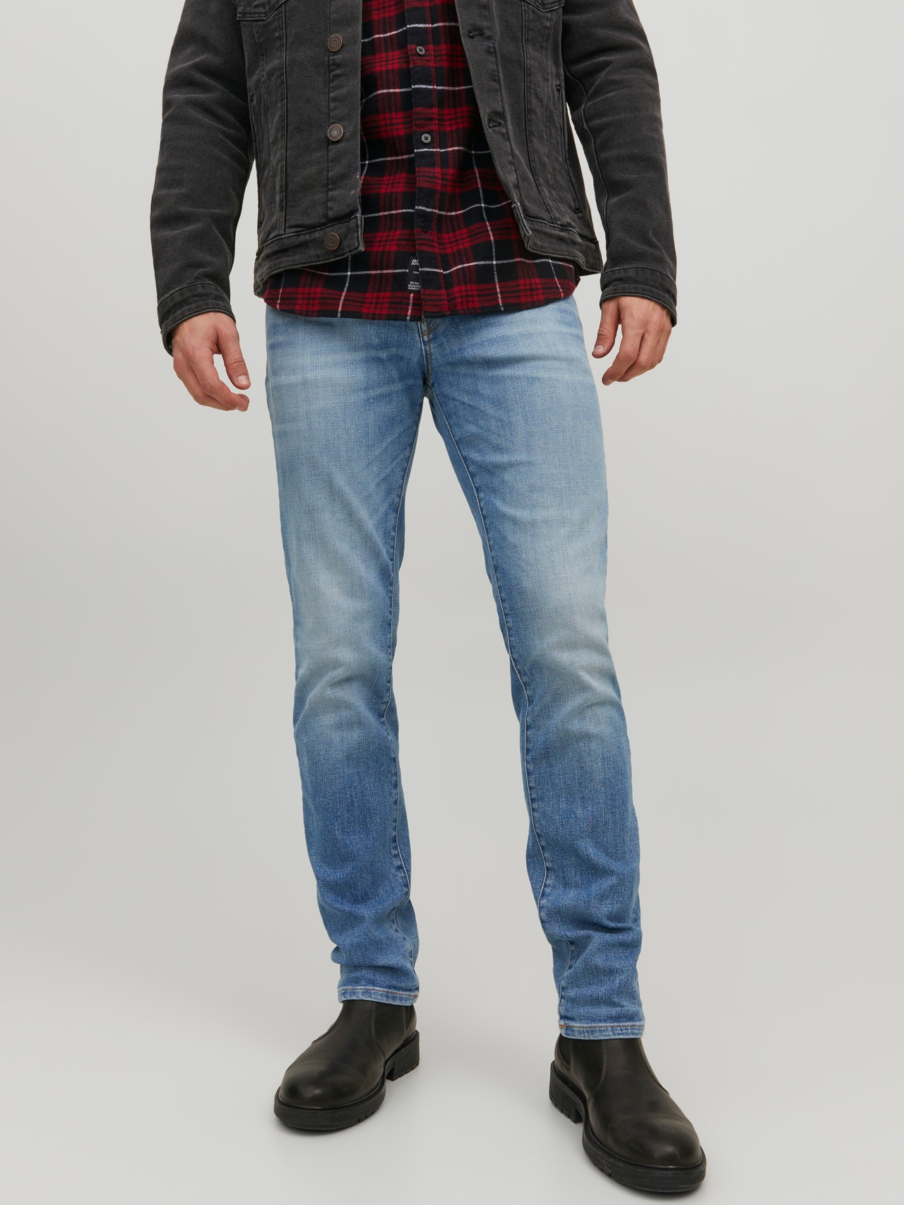 Jack & Jones JJITIM JJDAVIS JJ 074 Slim Fit jeans mit geradem Bein -Blue Denim - 12229815