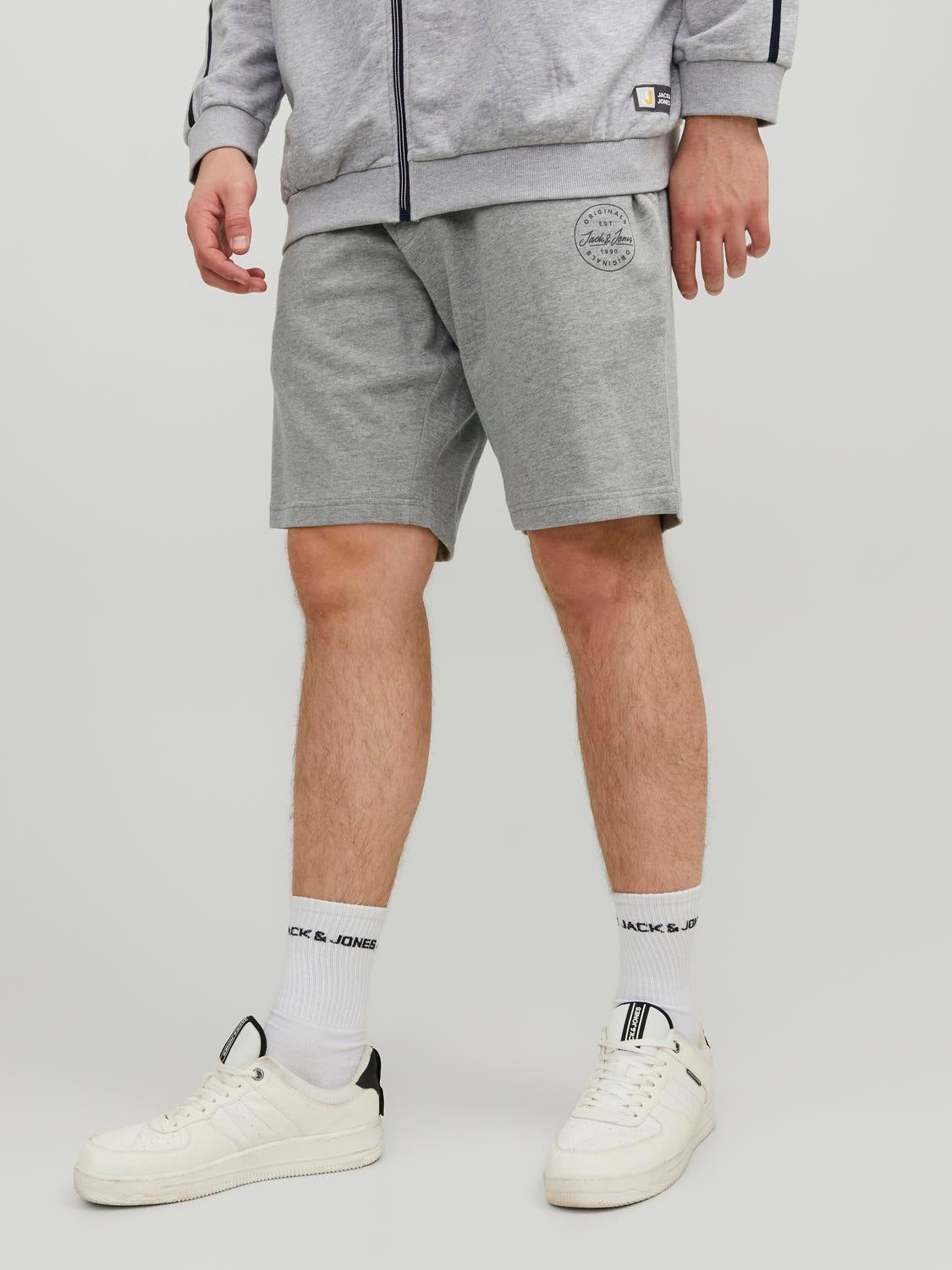 Plus Size Regular Fit Sweat shorts | Light Grey | Jack & Jones®