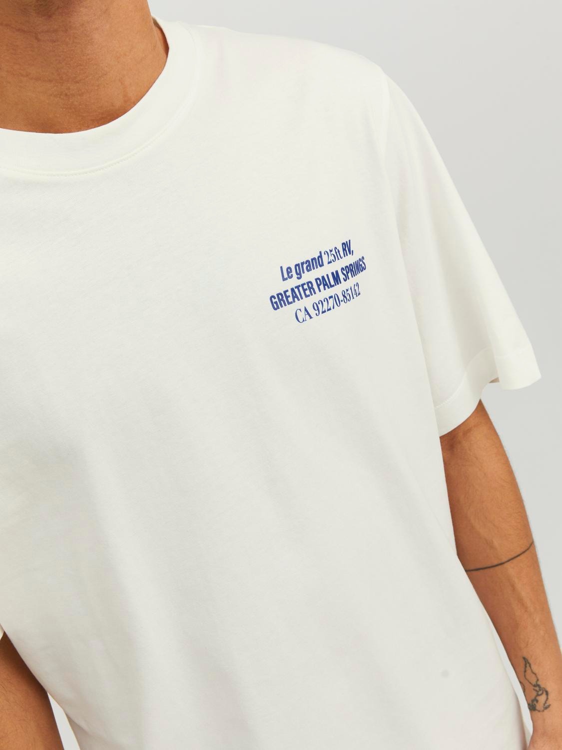 Jack & Jones Printed Crew neck T-shirt -Cloud Dancer - 12230006