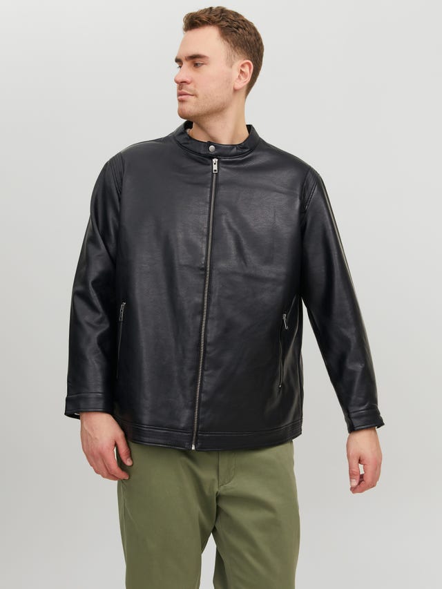 Jack & Jones Plus Size Leather look biker jacket - 12230055
