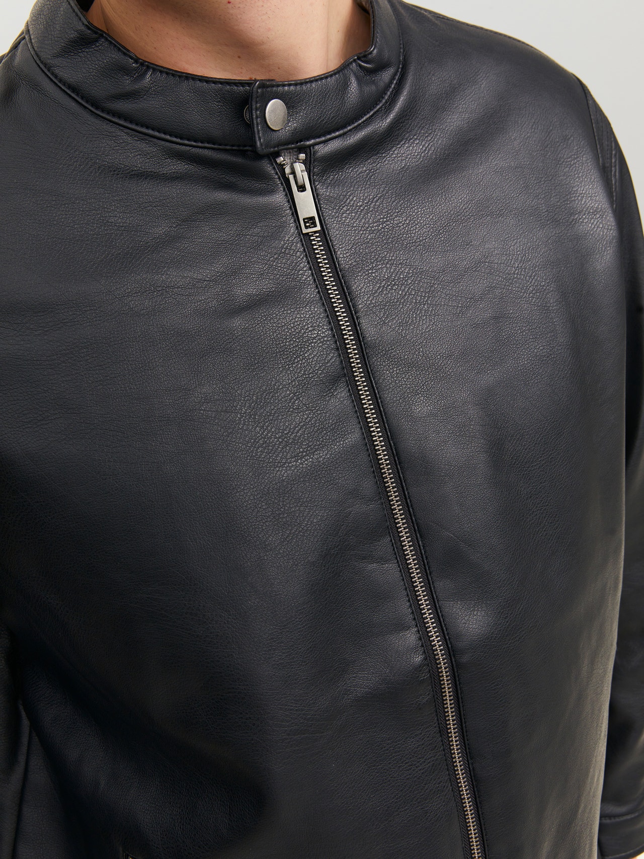 Jack & Jones Plus Size Leather look biker jacket -Black - 12230055