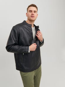 Jack & Jones Plus Size Chaqueta estilo biker de cuero sintético -Black - 12230055