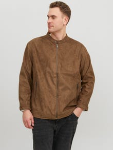 Jack & Jones Plus Size Leather look biker jacket -Cognac - 12230055