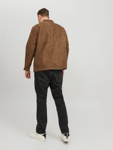 Jack & Jones Plus Size Leather look biker jacket -Cognac - 12230055