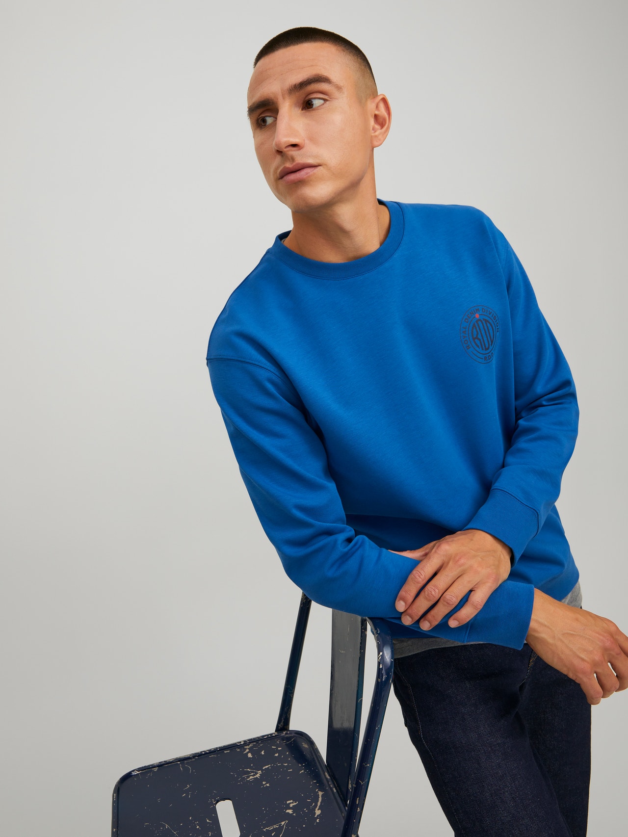 Jack & Jones RDD Logotyp Crewneck tröja -True Blue - 12230356