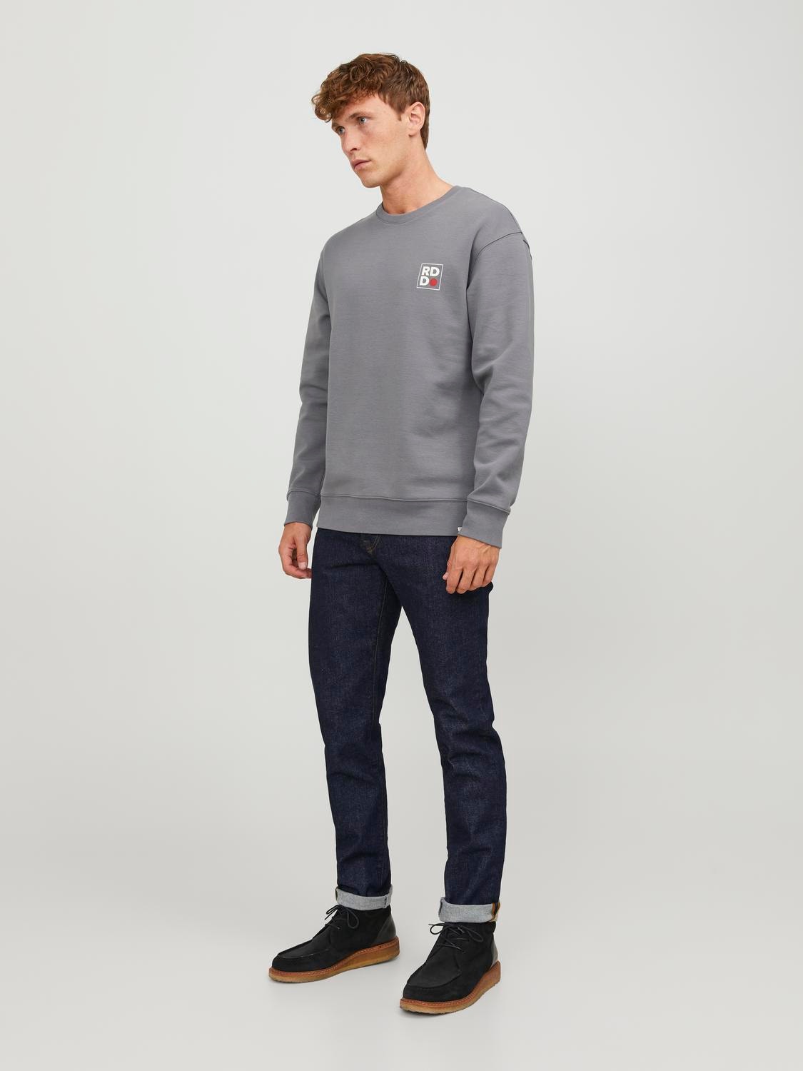 Jack & Jones RDD Felpa Girocollo Con logo -Charcoal Gray - 12230356