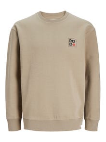 Jack & Jones RDD Logo Crewn Neck Sweatshirt -Greige - 12230356